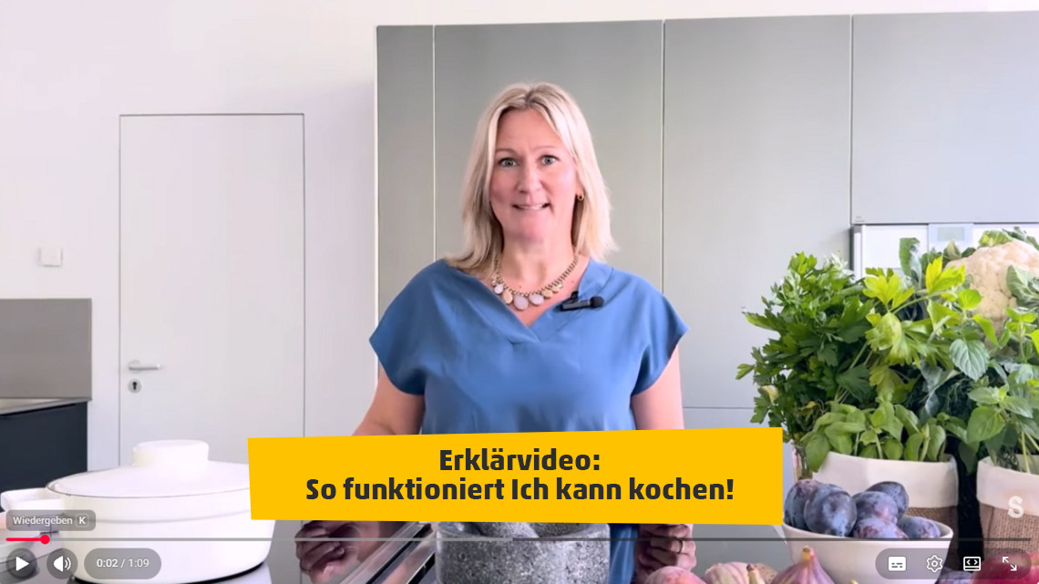 Vorschau des Erklärvideos Ich kann kochen! mit einer blonden Frau